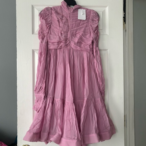 NWT | Zimmerman Celestial Ruched Tie Neck Chiffon Dress Size US 4 - Picture 12 of 14